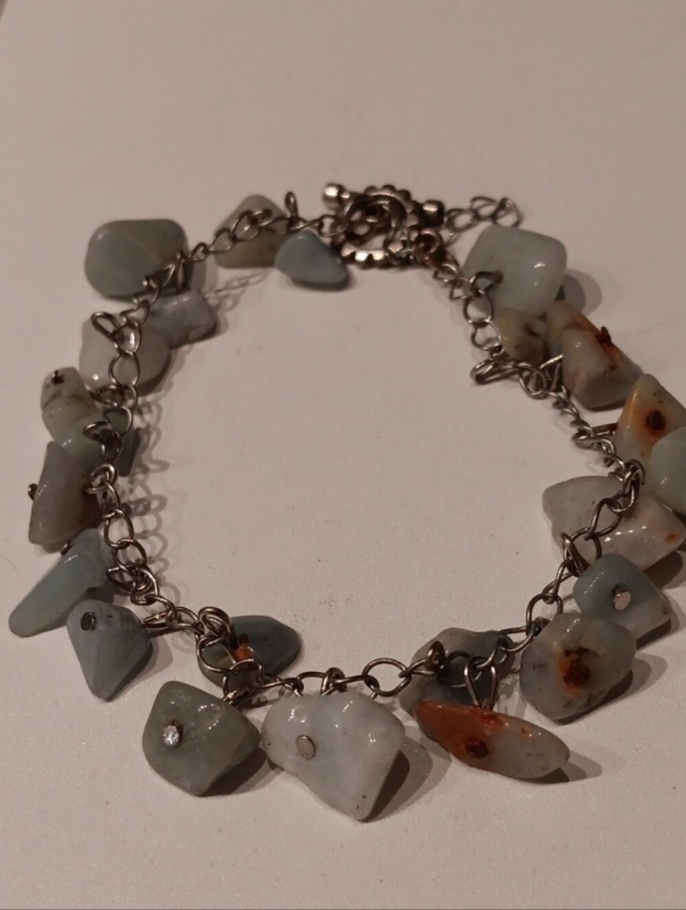 Sea Glass Chip Bracelet in Pale Aqua Beads